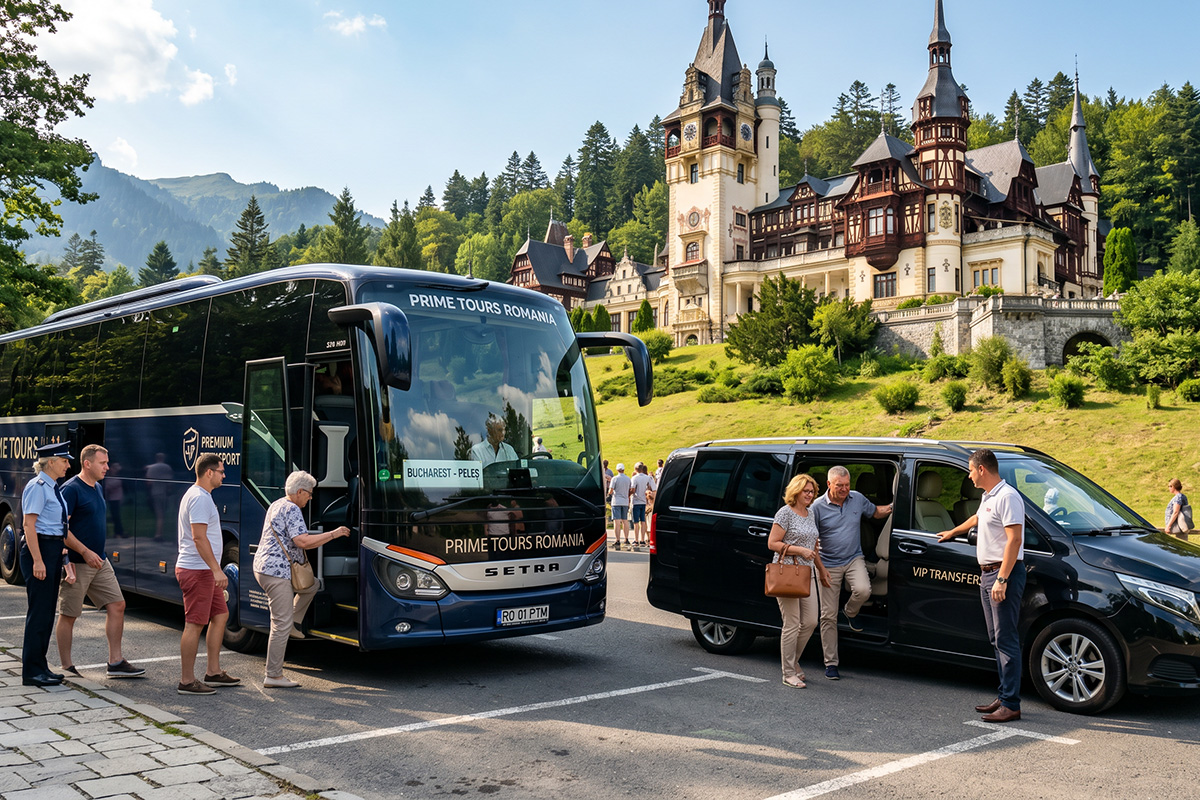 Coach transfer for tourist groups in Romania